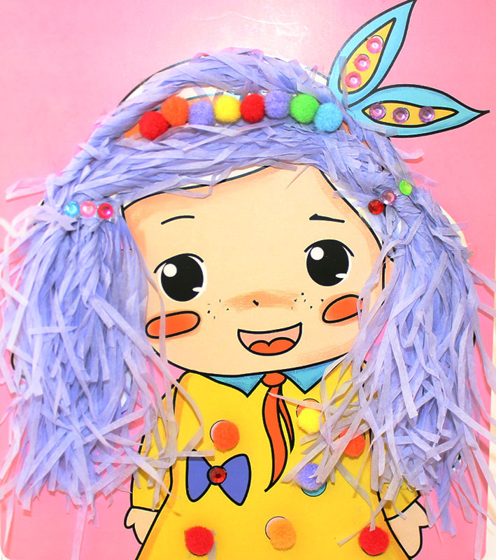 Set for creativity /2310-Н/ "Decorate a portrait with colored hair and rhinestones." mix (1/12)