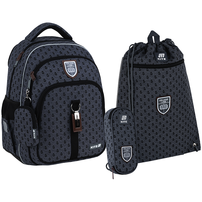 "Kite" set /SET_K25-763M-3/ backpack + pencil case + shoe bag 763M College Line Boy (1/6)