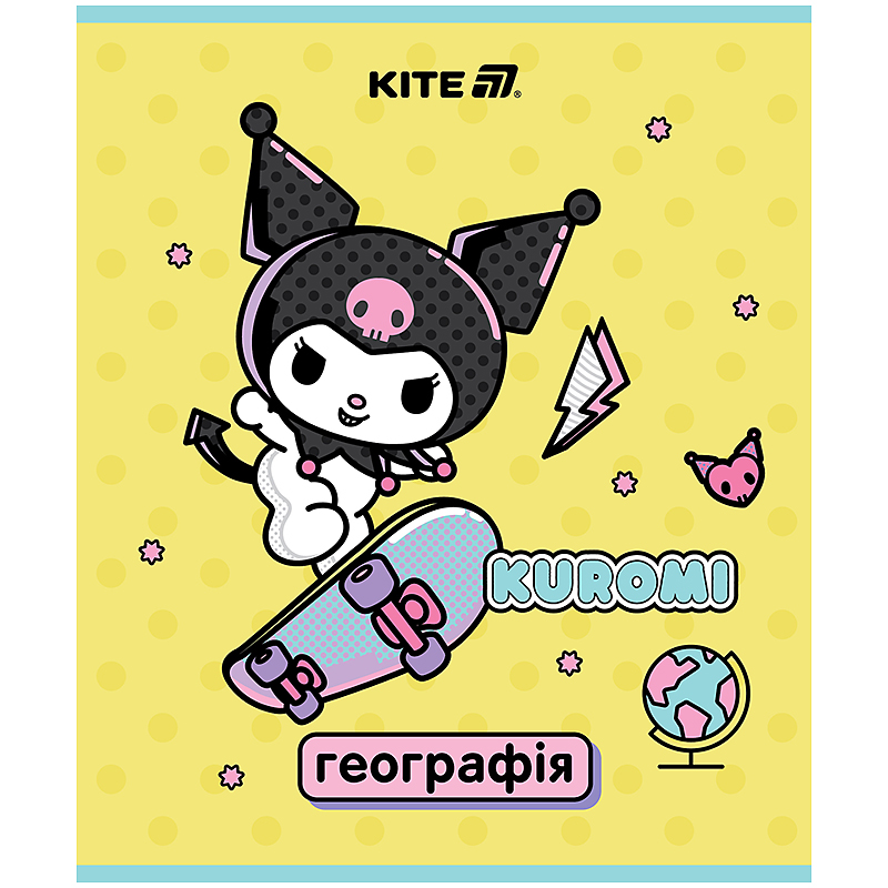 Зошит уч. "Kite" 48арк.# /HK25-240-5/ ПРЕДМЕТКА софт тач+УФ, Kuromi Куромі, географія (10/200)