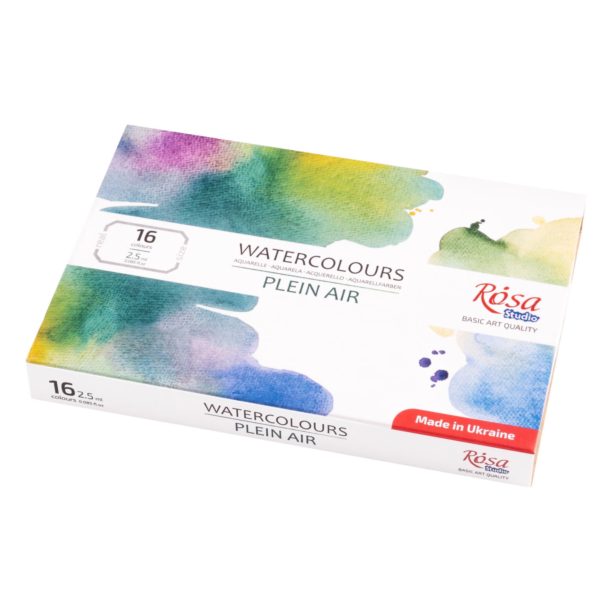 Watercolor "ROSA Studio" /3405001/ 16 colors*2.5ml, cuvette, cardboard PLEIN AIR (1/16)