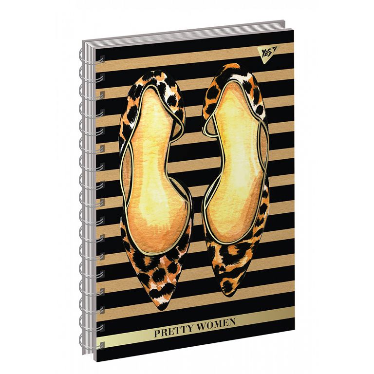 Notebook B5/120 # spiral "YES" /681572/ "Pretty Women" Kraft, white + gold foil. (3/30)