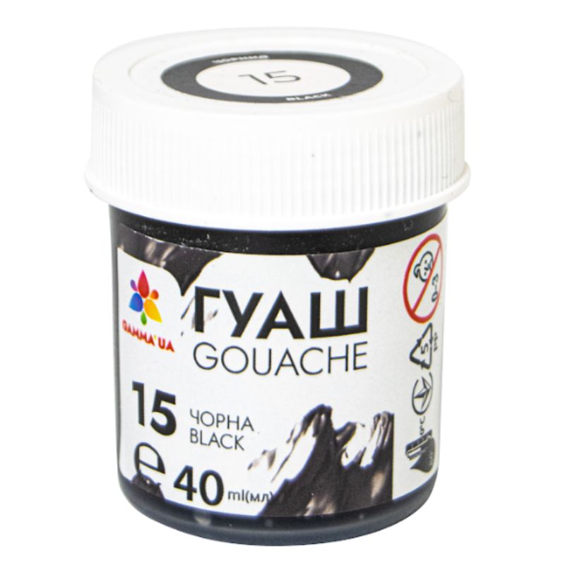 Gouache "GAMMA'UA /401215/ Black 40ml "Creativity" (1/6/48)