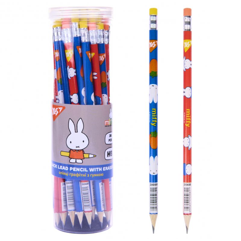 Pencil "Yes" /280688/ "Miffy" round with eraser 36pcs/tube (36/540/2160)