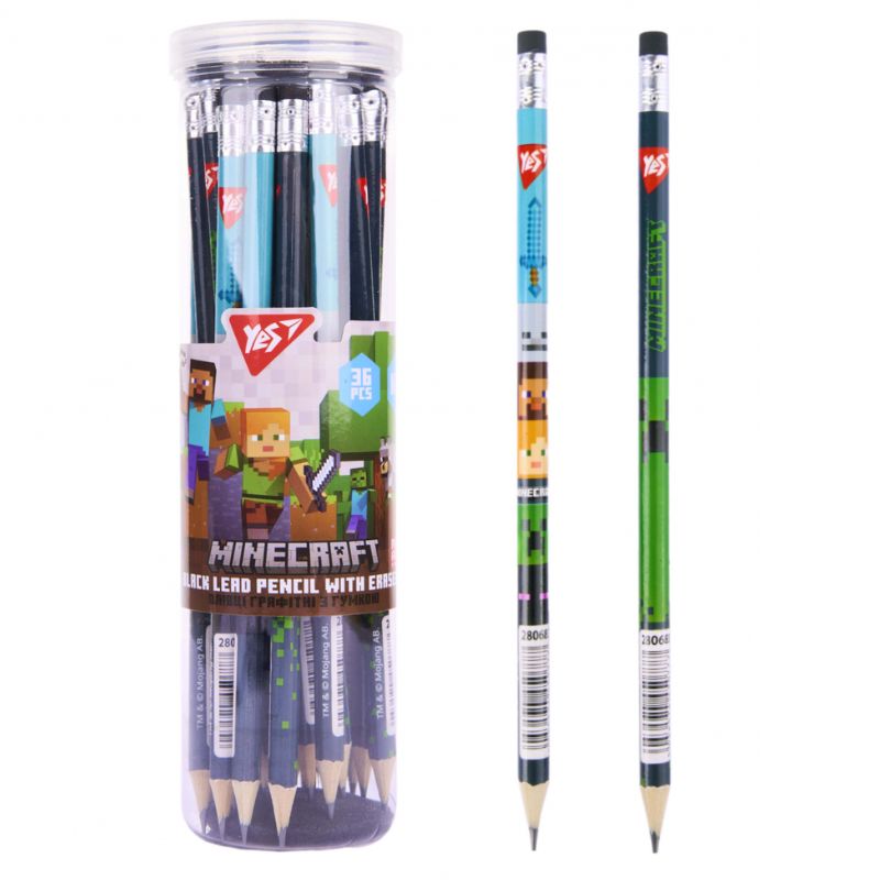 Pencil "Yes" /280683/ "Minecraft" round with eraser 36pcs/tube (36/540/2160)