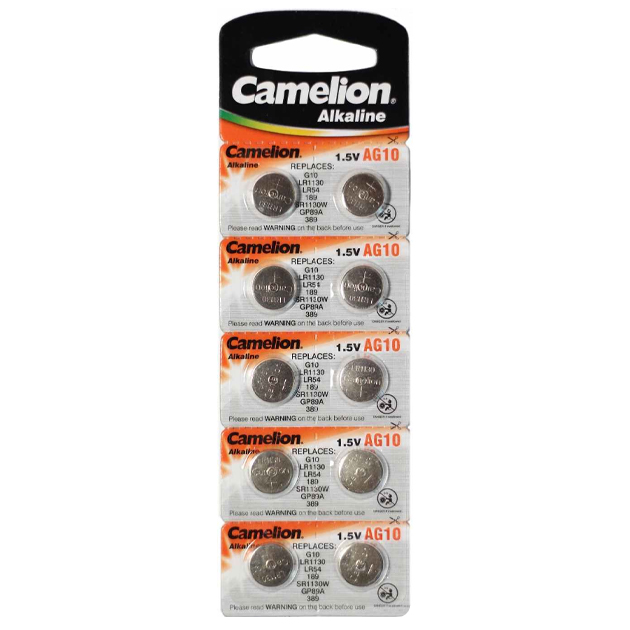 Battery "Camelion" /AG10/10bl/625/981/ alkaline, 1.5V, coin 12*3mm (10/100)