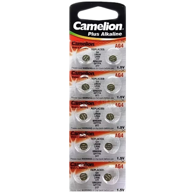 Battery "Camelion" /AG4/10bl/489/ alkaline, 1.5V, coin 68.*2.6mm (10/100)