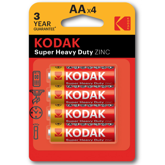 Батарейка "KODAK" /R-6/4bl/30951044/ сольова, 1,5V, пальчик (4/80)