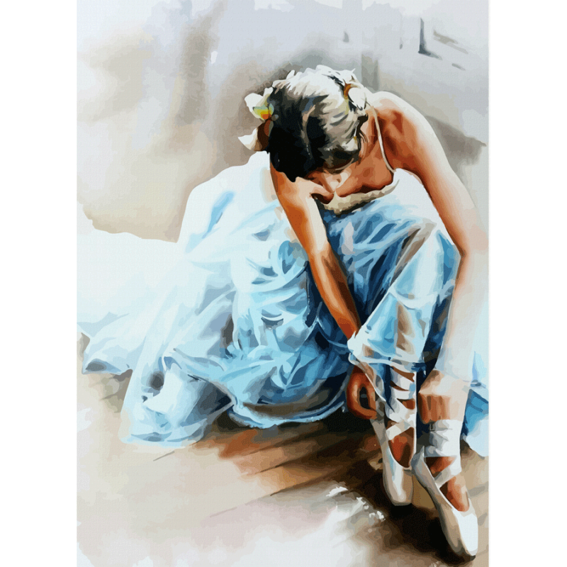 Painting on cardboard with outline "ROSA START" 30*40 "Blue dress" WITHOUT PAINTS /GPA284410/