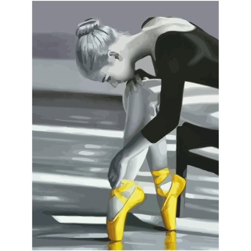 Painting on cardboard with outline "ROSA START" 30*40 Portrait "Yellow pointe shoes" WITHOUT PAINTS /GPA284404/