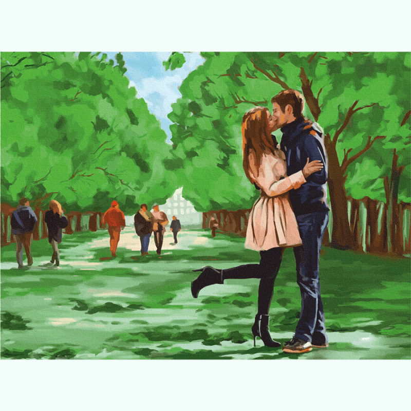 Painting on cardboard with outline "ROSA START" 30*40 "Kiss in the park" WITHOUT PAINTS /GPA284407/687/