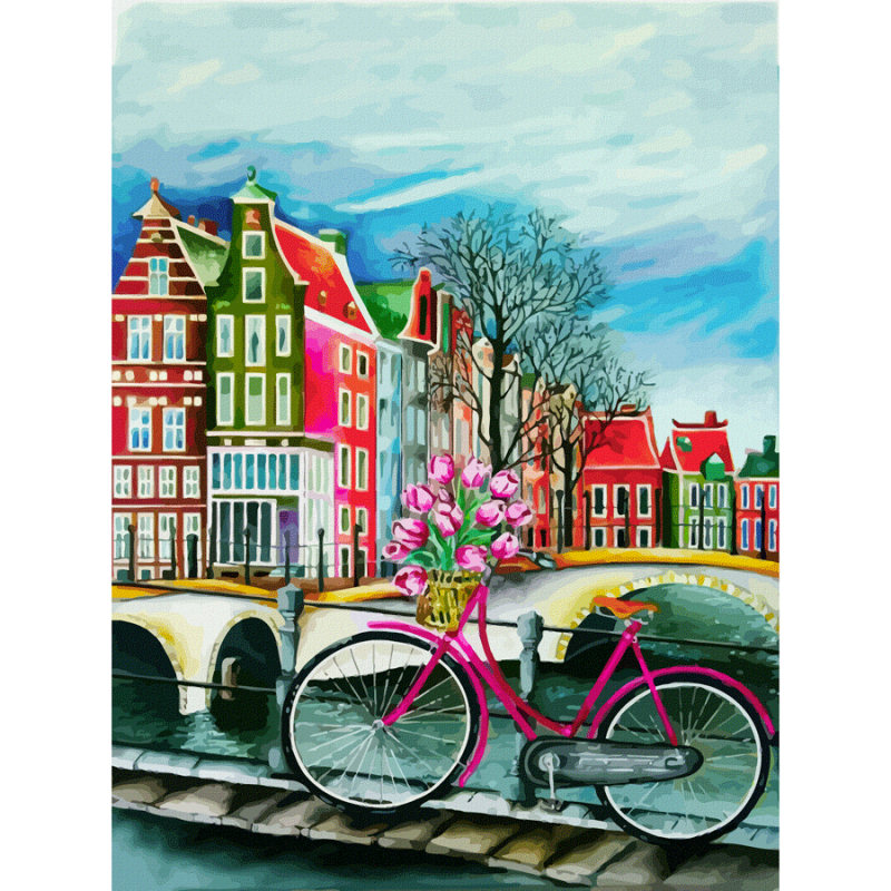 Painting on cardboard with outline "ROSA START" 30*40 Cities "Amsterdam 3" WITHOUT PAINTS /GPA284221/