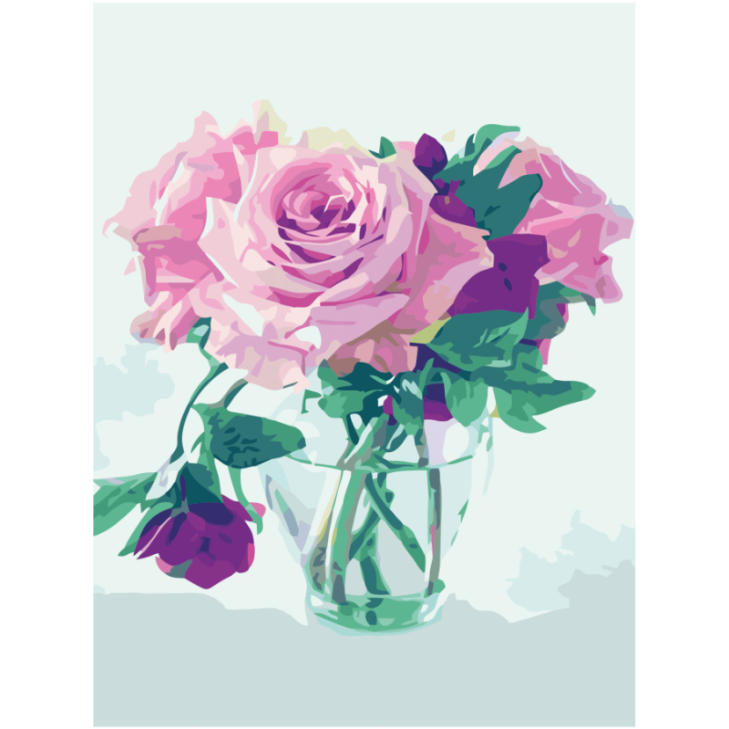Painting on cardboard with outline "ROSA START" 30*40 Still life No. 35 WITHOUT PAINTS /GPA283235/