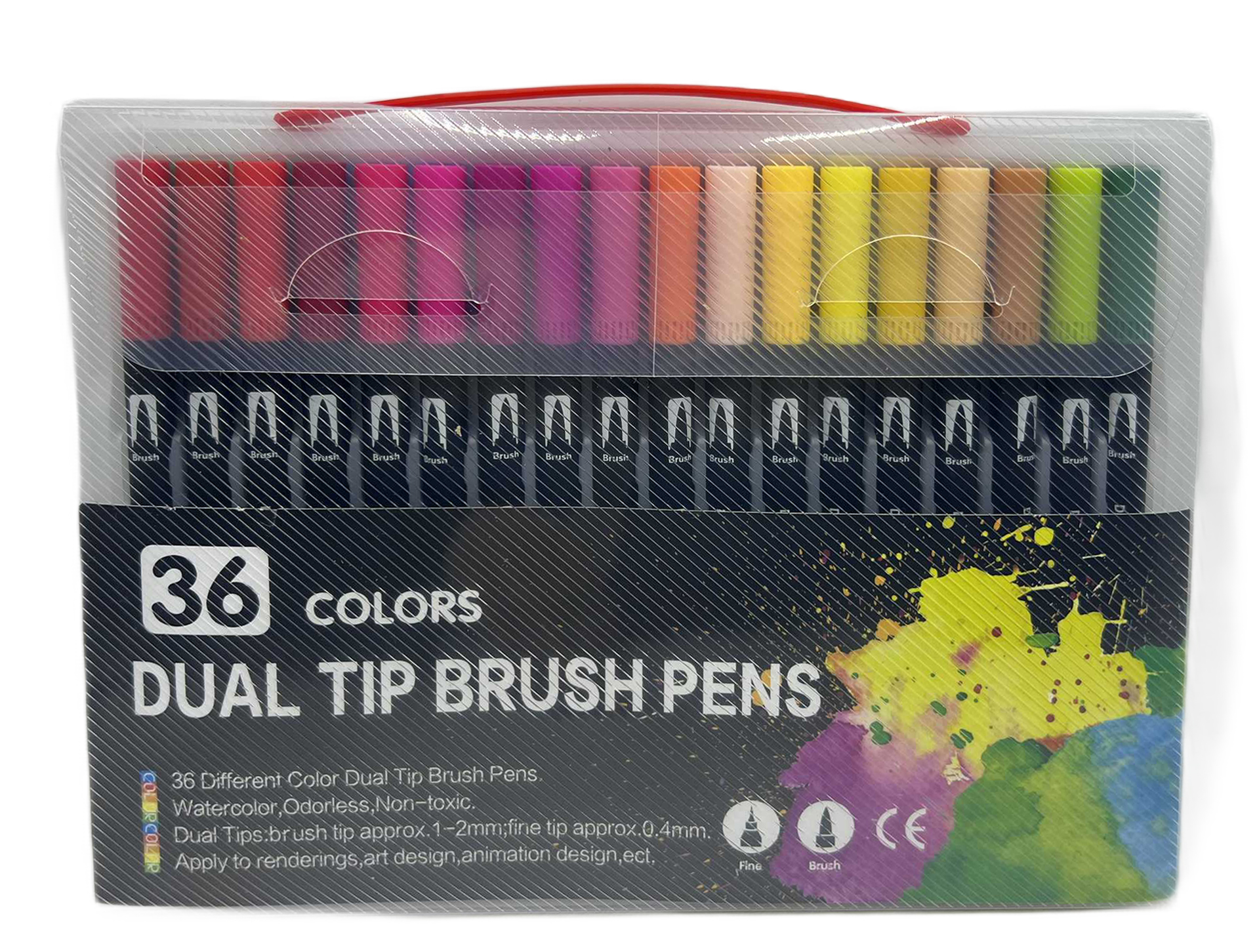 Felt-tip pens 36 pcs. /884-36/ 2 in 1 brush, marker, PVC packaging (1/20/40)