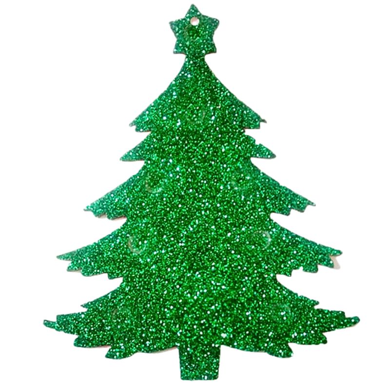 Blank "Diamond handles" /120527/ with glitter (sticker) "Christmas tree", 7.5 cm, green, 30 pcs in a pack. NEW YEAR'S