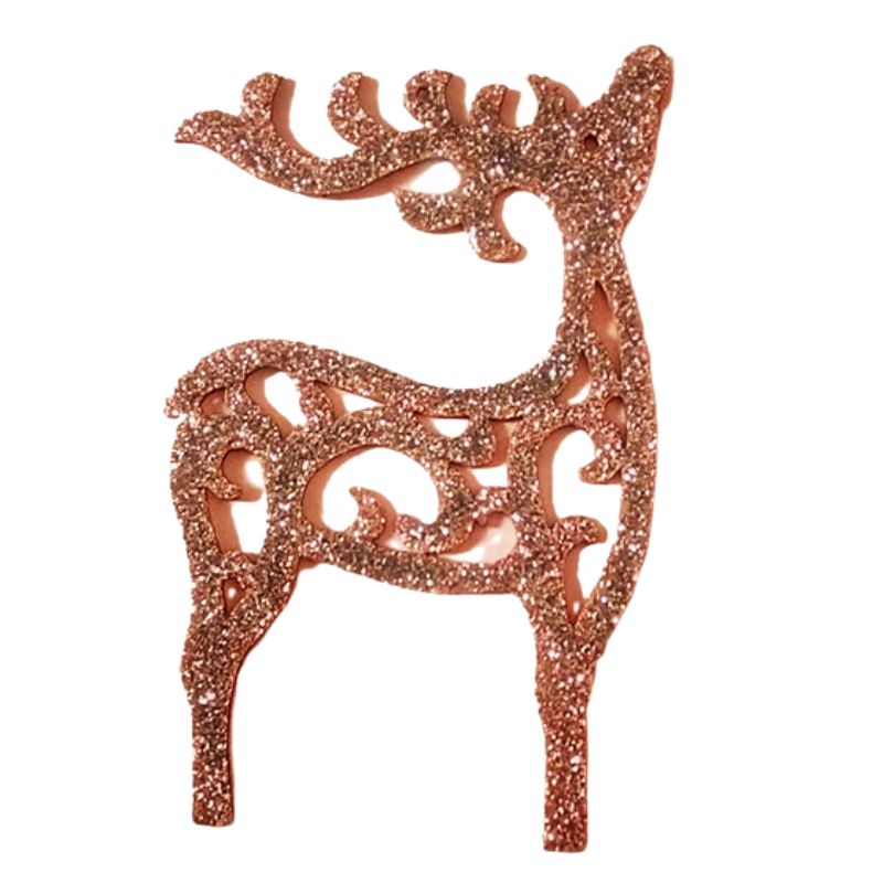 Blank "Diamond handles" /120529/ with glitter (sticker) "Deer", 7.5 cm, brown, 30 pcs in a pack. NEW YEAR'S