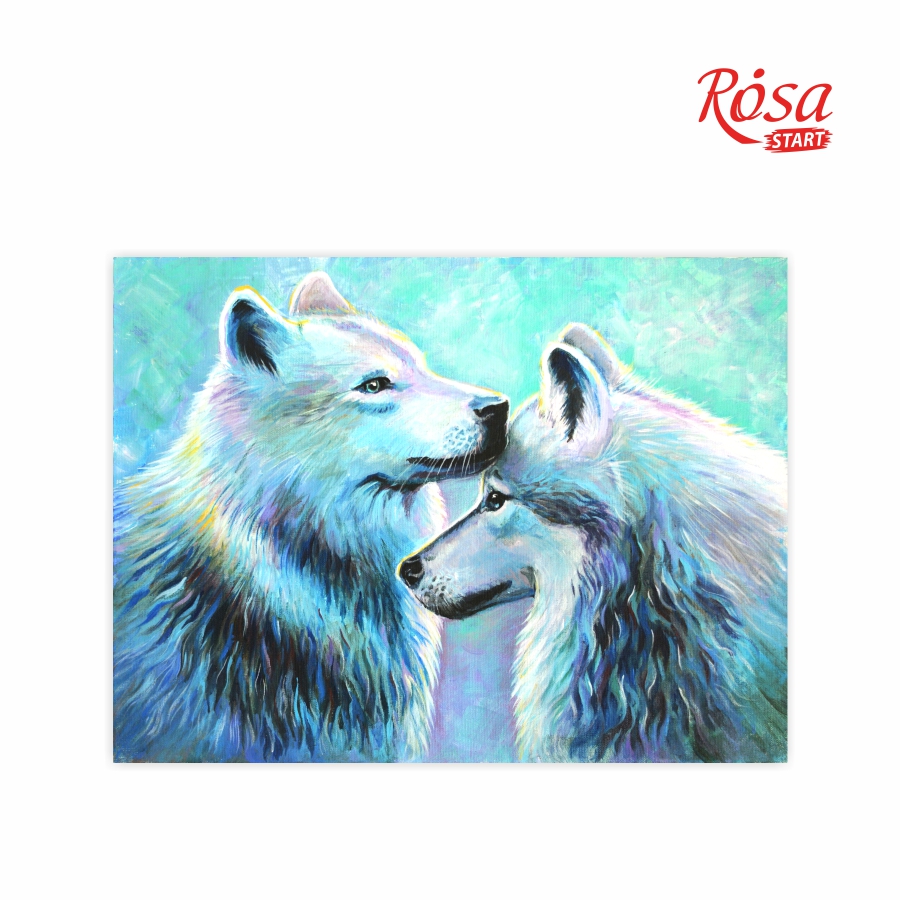 Picture on cardboard with contour "ROSA START" 30*40 Animals No. 5 "Wolves" /539/ WITHOUT PAINTS