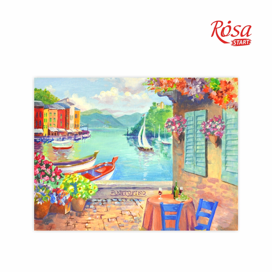 Painting on cardboard with outline "ROSA START" 30*40 Seascapes No. 3 "Italy."Portofino" /614/ WITHOUT PAINTS