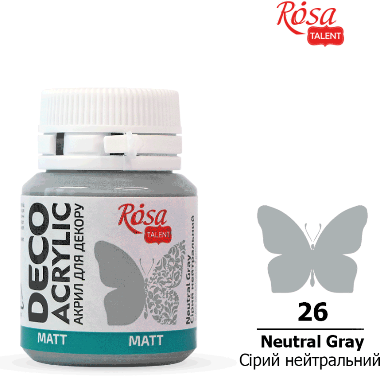 ACRYLIC for decoration "ROSA TALENT" /26/ Gray neutral, matte 20 ml (1/140)
