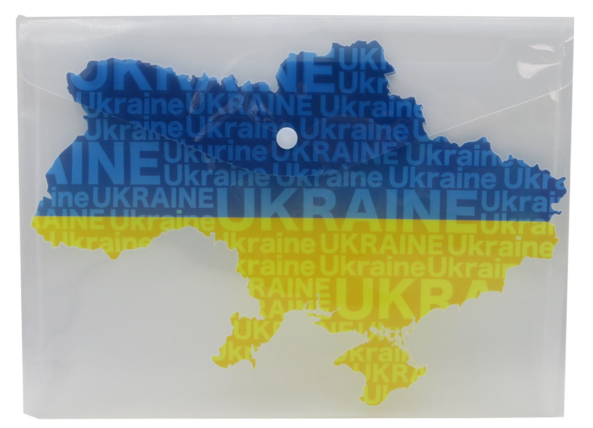 Button envelope folder A4+ /2201-212/ 18μm "Map of Ukraine" 23.5*33cm (12/300/600)