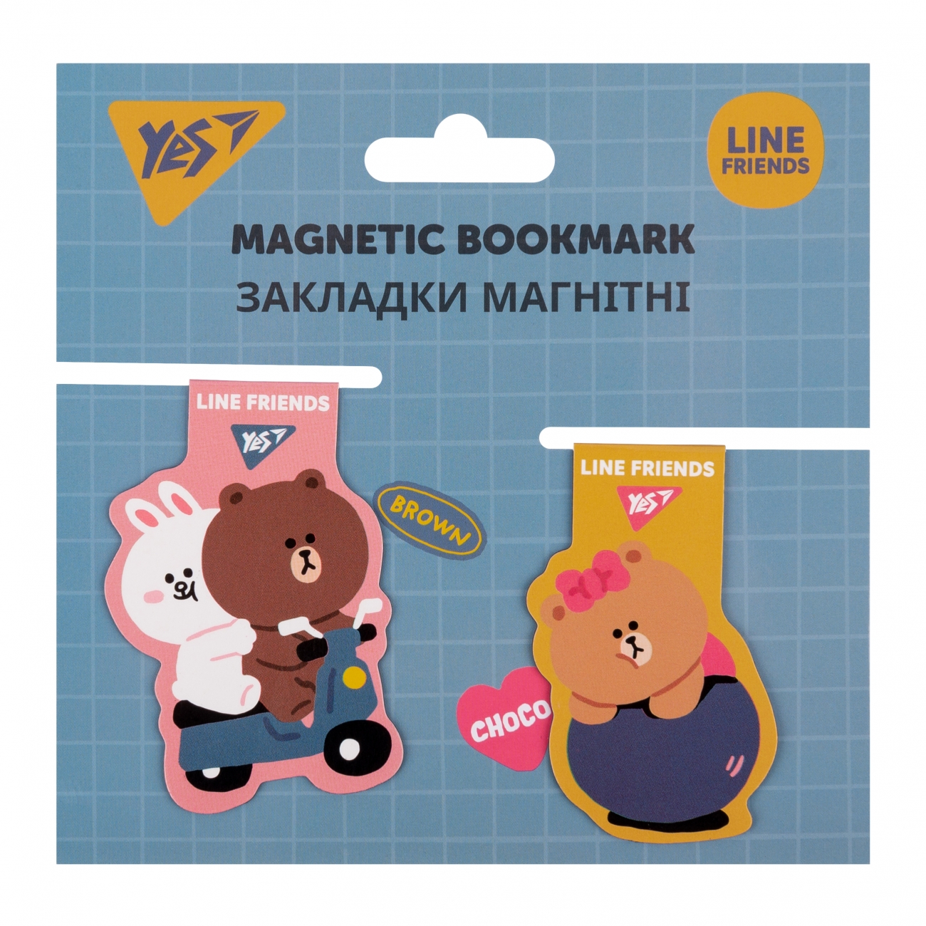 Закладка-магніт "YES" /707825/ Line Friends, 2шт в уп. (1/10/500)