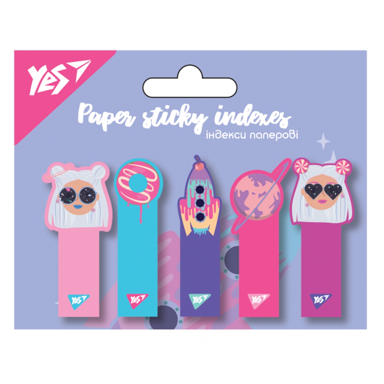 Register index "YES " /170306/ PAPER. "Cosmic Girl" 50x15mm (5 sheets*20 sheets) (1/24/288)
