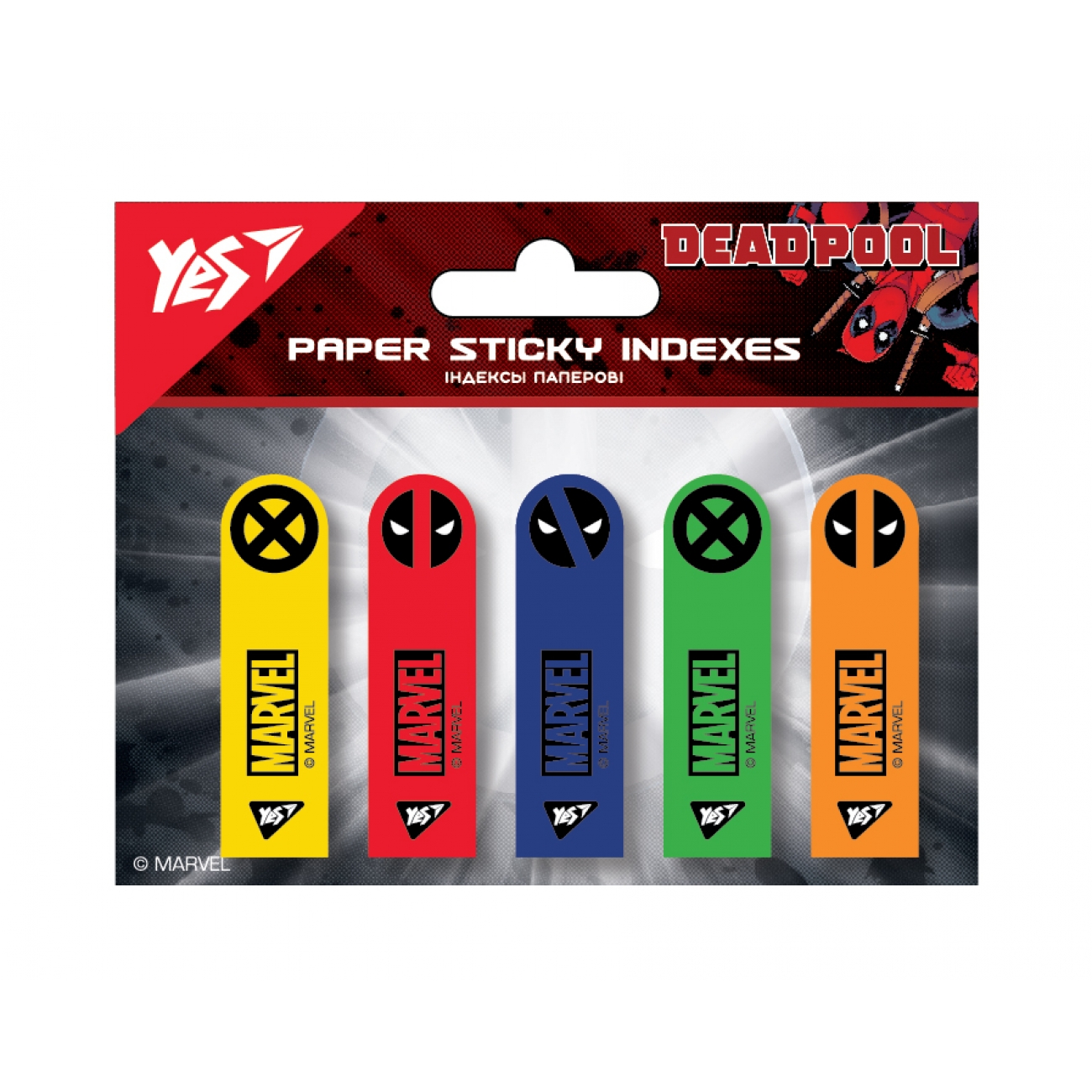 Register index "YES " /170313/ PAPER. "Marvel.Deadpool" 50x15mm (5dis.*20sheet) (1/24/288)