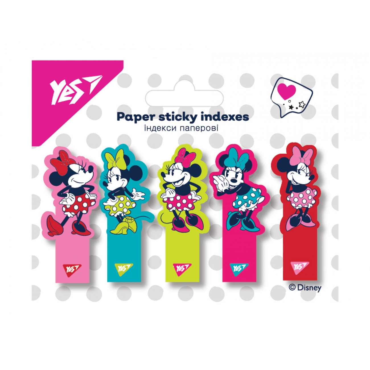 Register index "YES " /170312/ PAPER. "Minnie Mouse" 50x15mm (5 sheets*20 sheets) (1/24/288)