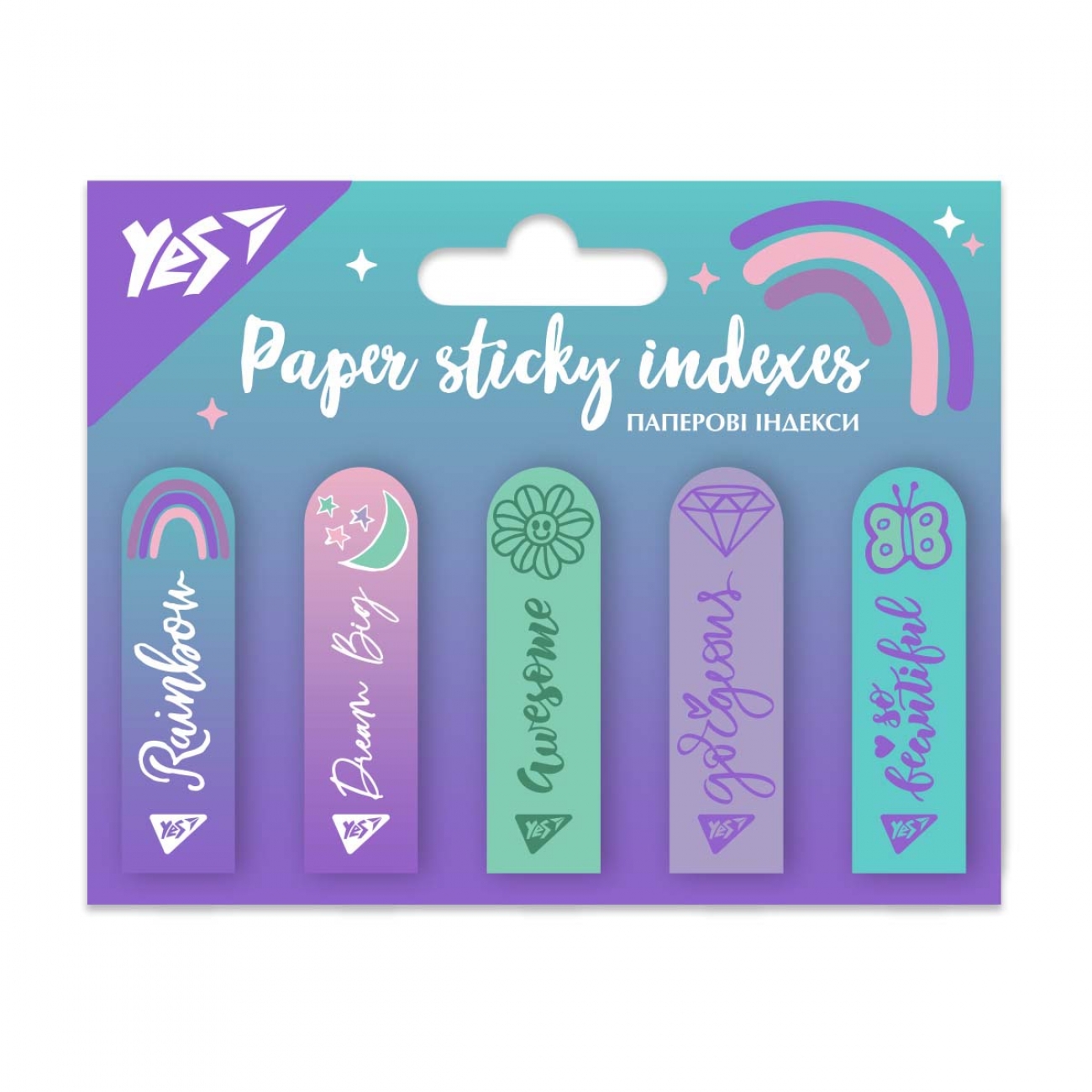 Register index "YES " /170390/ PAPER. "Glamour" 55*15mm (5 sheets*20 sheets) (1/24/288)
