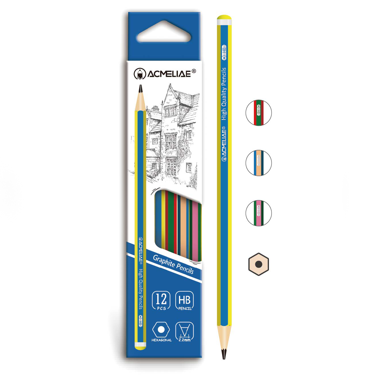 Pencil h/g "Acmeliae" /43512/ "Stripes" hexagon. HB (12/144)