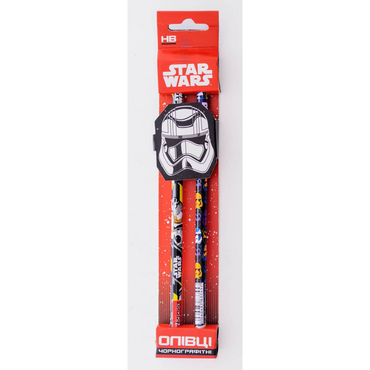 Pencil pr."1B"/280343/ "Star wars" HB made of rubber. 2pcs/trimicard (sharpened) color mix (24/48/384)