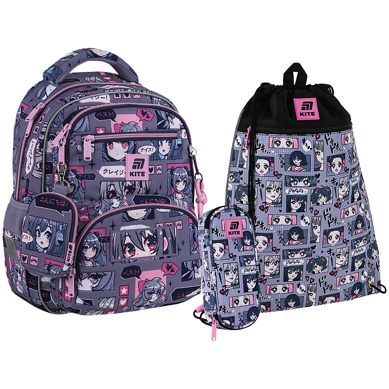 "Kite" set /SET_K25-773M-5/ backpack + pencil case + shoe bag 773 Anime Girl (1/6)