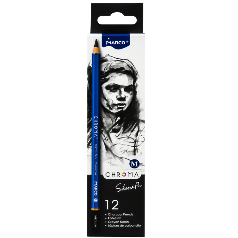 Charcoal pencils 8040M-12CB "Chroma", Medium-medium, hexagonal, 12 pcs/pack (1/12/240)