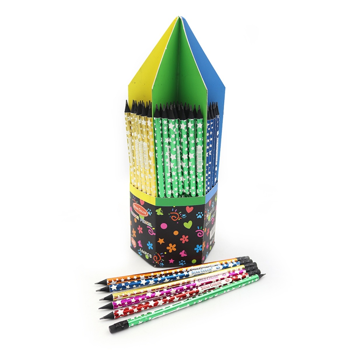 Pencil b/h "JO" /DSCN0680/ HB Star color "Star" with eraser, card. rack (144/2880)