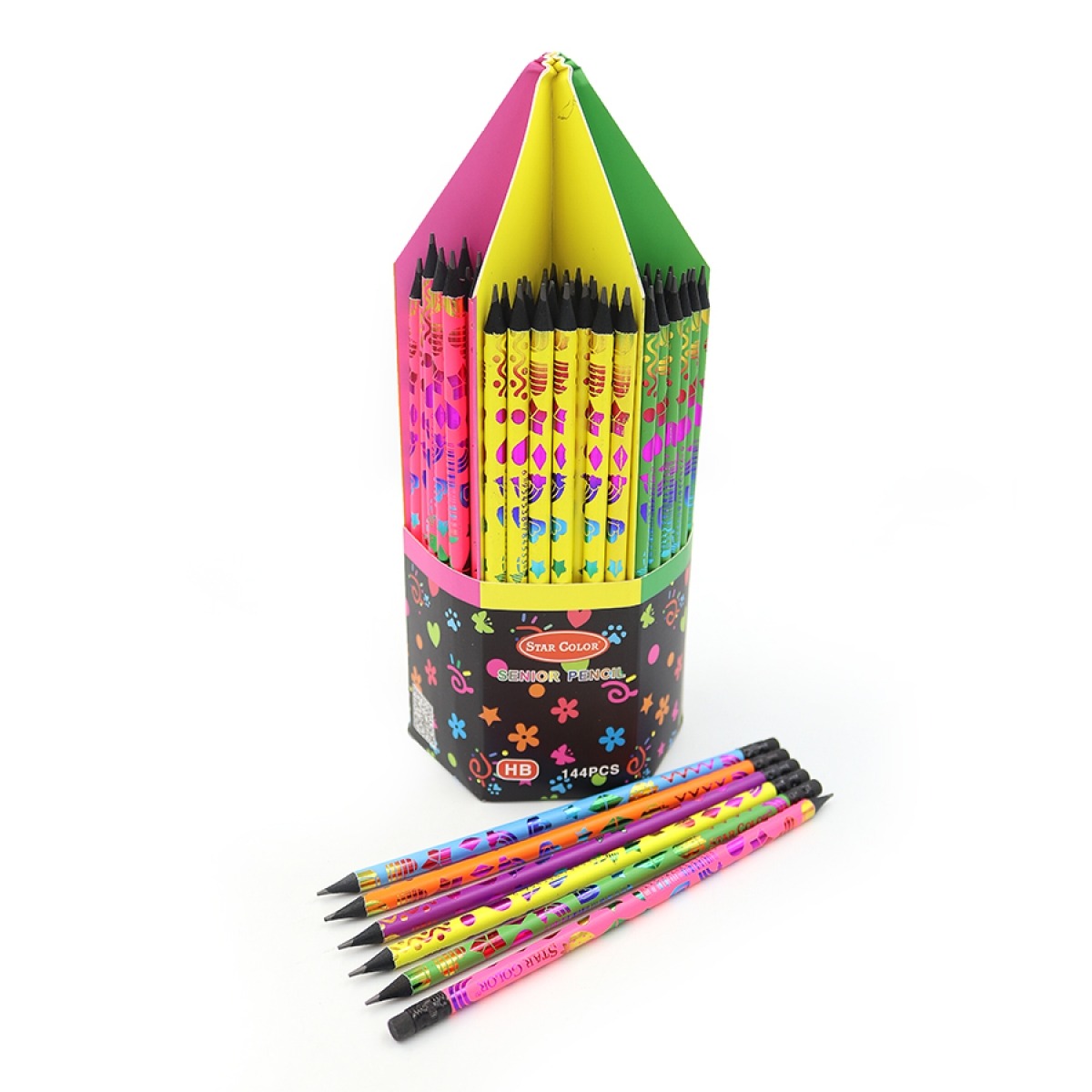 Pencil b/h "JO" /DSCN0681/ HB Star color "Figure" with eraser, card. rack (144/2880)