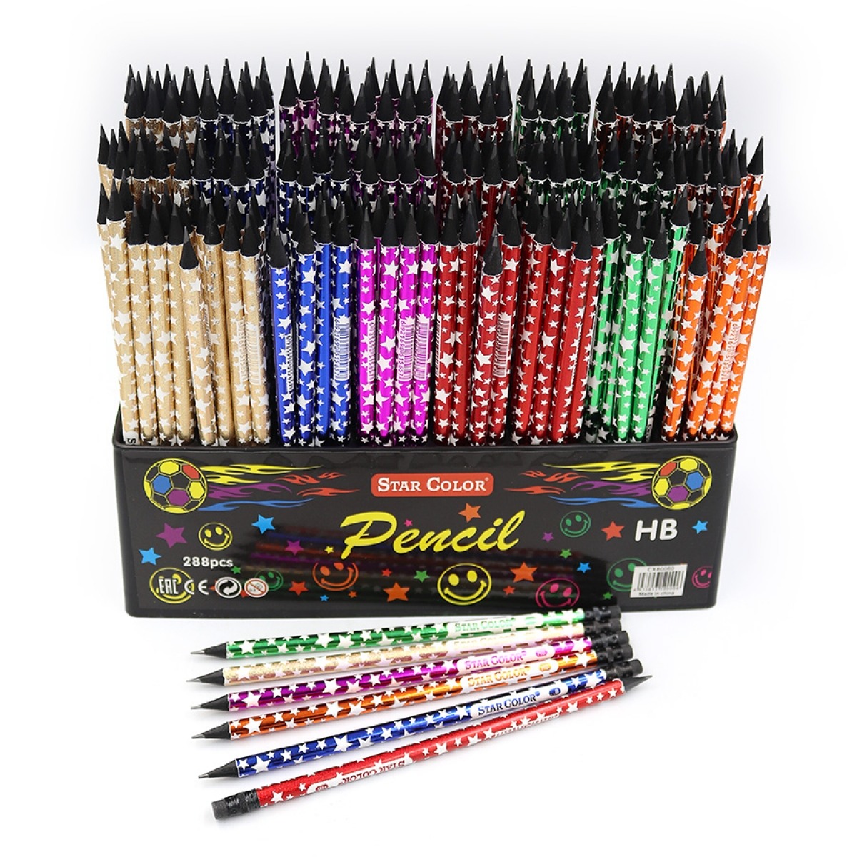 Pencil b/h "JO" /DSCN0697/ HB Star color "Stars" with eraser, card. rack (288/2880)