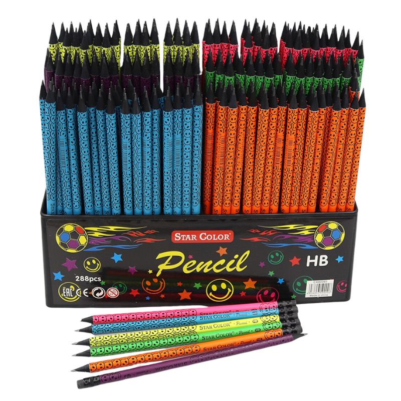 Pencil b/h "JO" /DSCN0701/ HB Star color "Smile" with eraser, card. rack (288/2880)