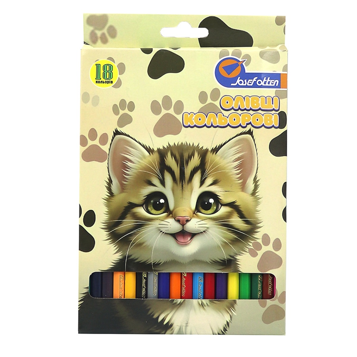 Олівці кольорові "JO" 18 кол. /1051_18B/ пластик.  "Кошеня"  упаковка картон (1/8/160)