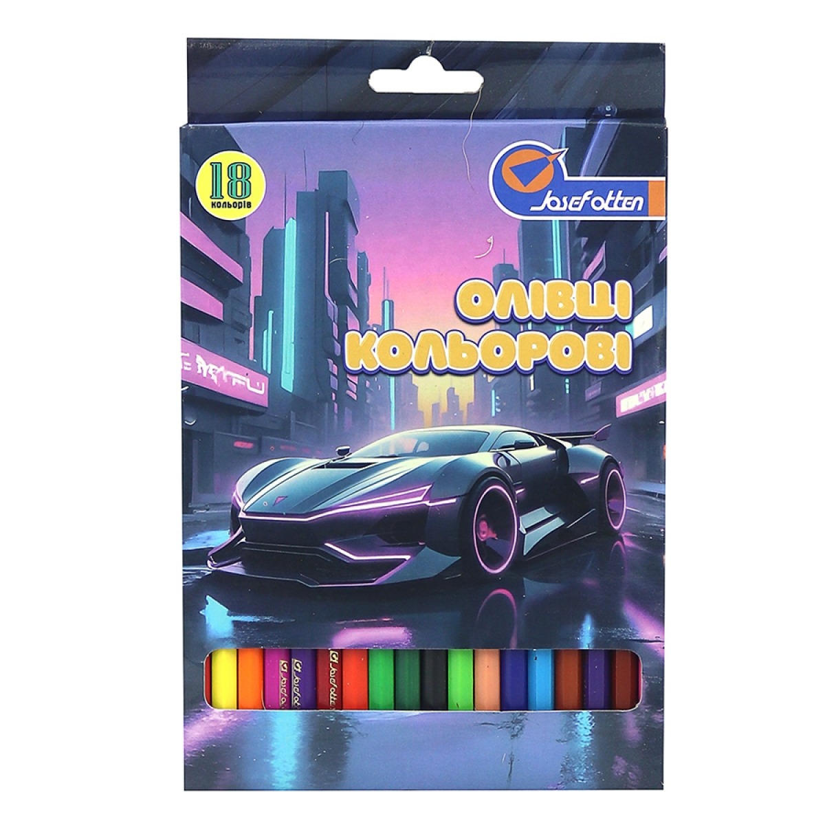 Олівці кольорові "JO" 18 кол. /1051_18E/ пластик.  "Sportcar"  упаковка картон (1/8/160)