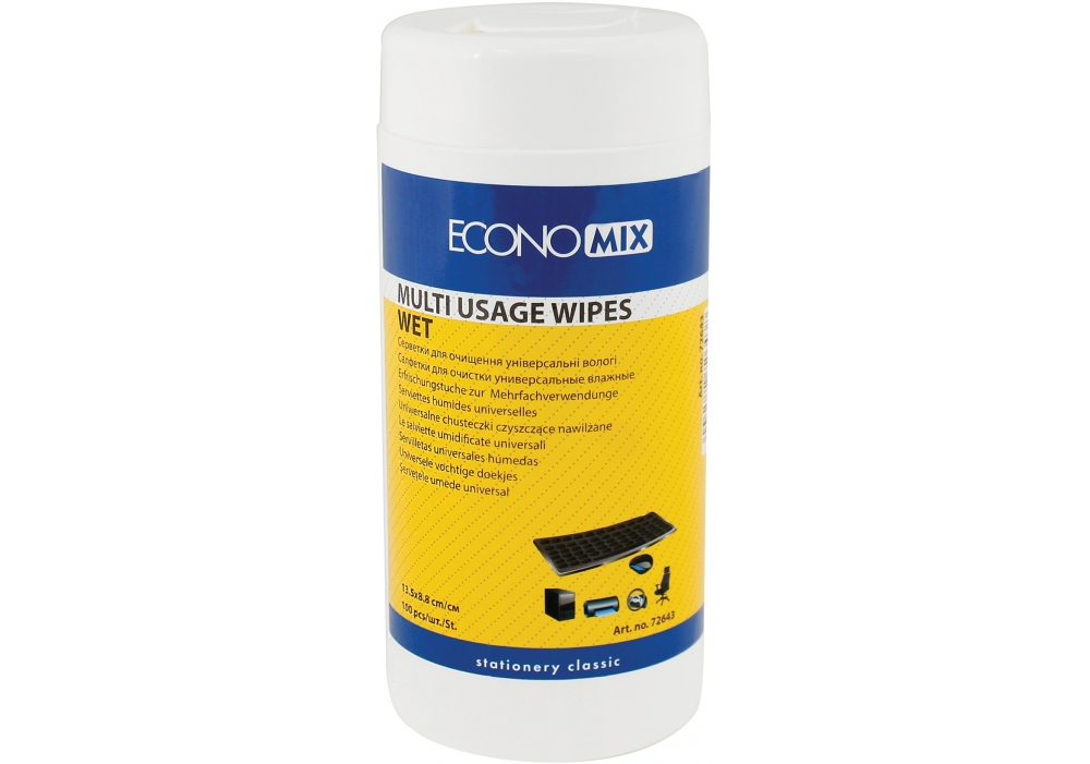 Wipes "Economix" /E72643/ wet for cleaning universal 100 pcs. round tube (1/15)