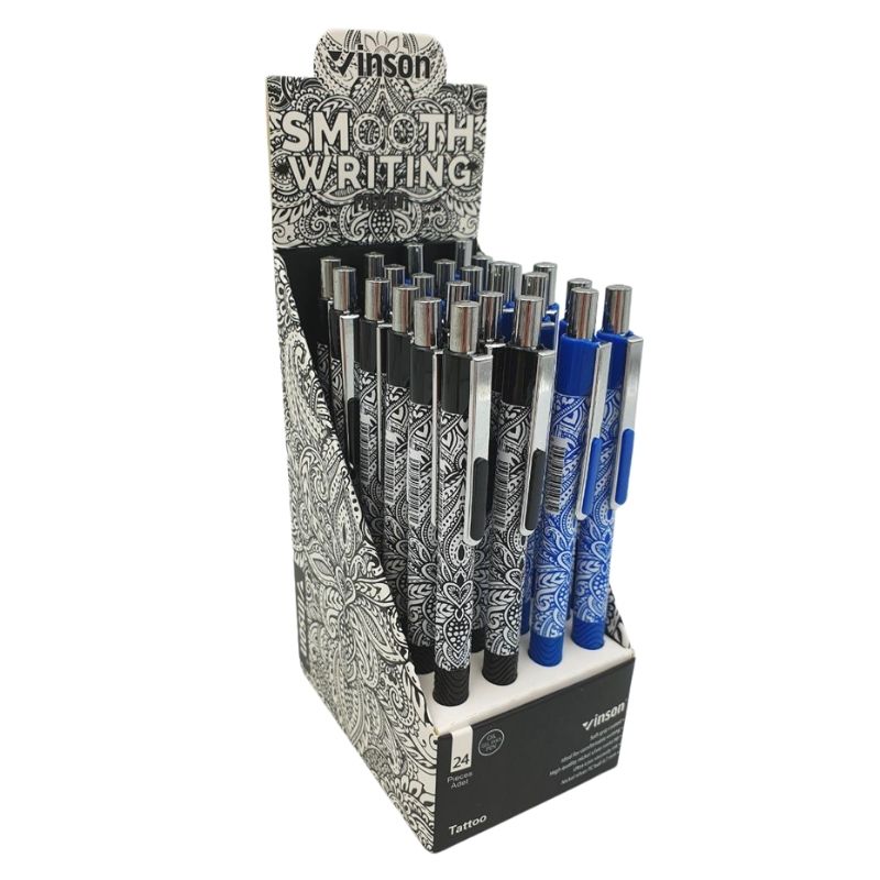 Automatic oil pen "Vinson" /103/ "Smooth writing" 0.7mm, blue, mix (24/1440)