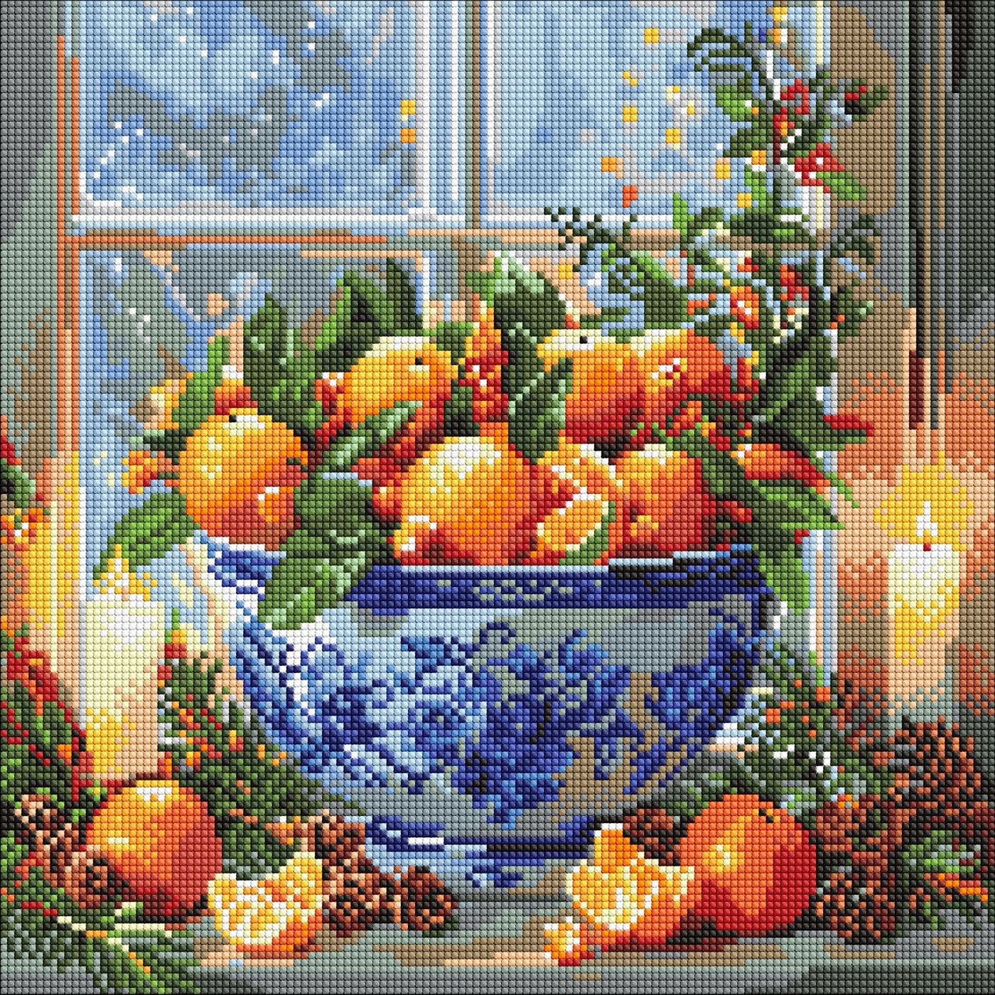 Diamond mosaic "Ideyka" /AMO20007/ "Citrus in a vase" 40*40cm