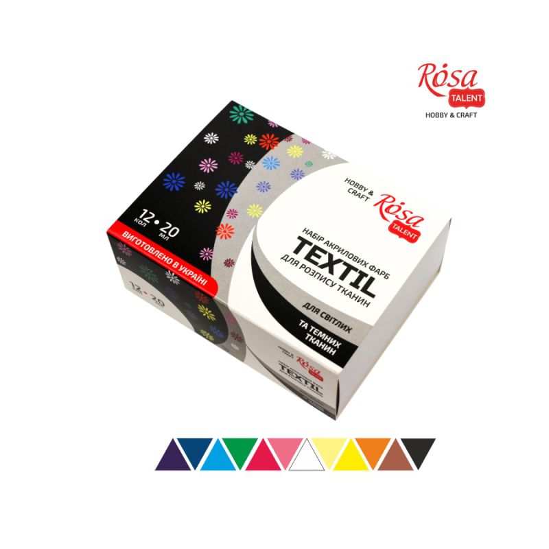 Set of acrylic paints for fabrics "ROSA TALENT" /134122/ 12*20ml (1/12/24)