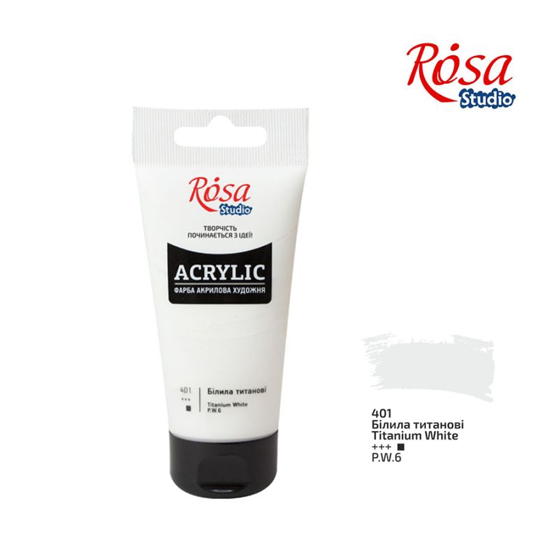 ACRYLIC for decoration "ROSA Studio" /401/ White titanium, 75 ml (1/3/30)