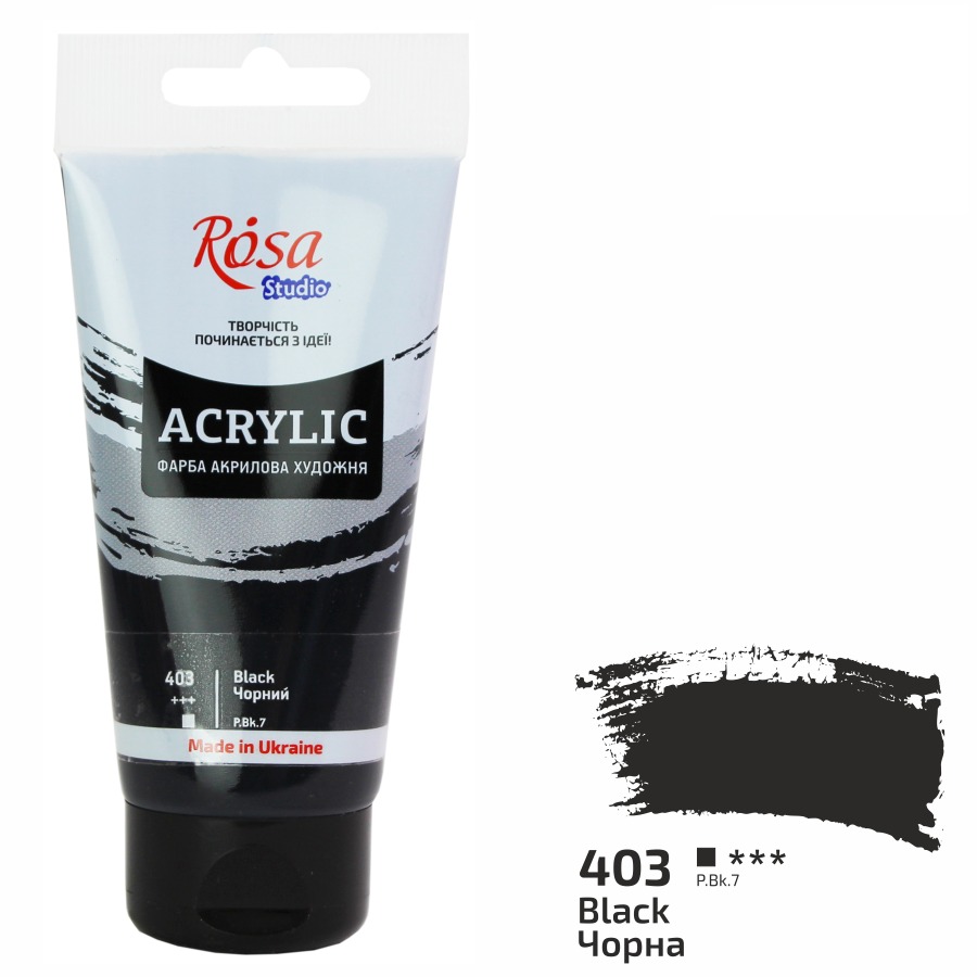 ACRYLIC for decoration "ROSA Studio" /403/ Black, 75 ml (1/3/30)