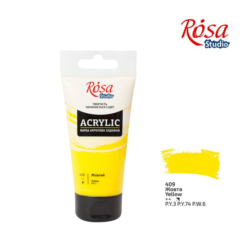 ACRYLIC for decoration "ROSA Studio" /409/ Yellow, 75 ml (1/3)