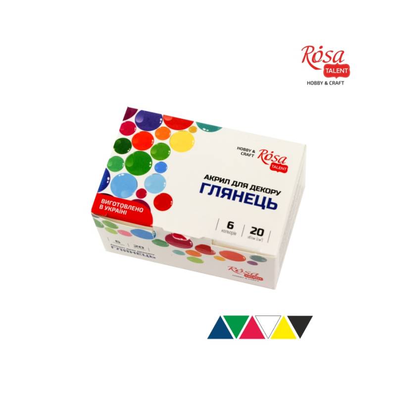 Set of acrylic paints "ROSA TALENT" /90747255/ glossy, 6 colors*20 ml (1/24)