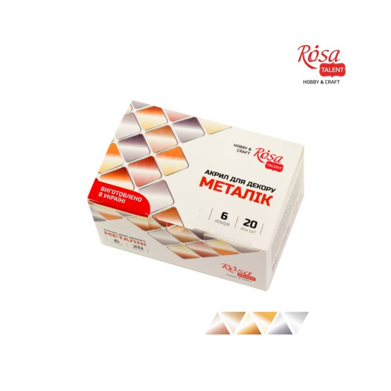 Set of acrylic paints "ROSA TALENT" /90747259/ metallic, 6 pcs.*20ml (1/24)
