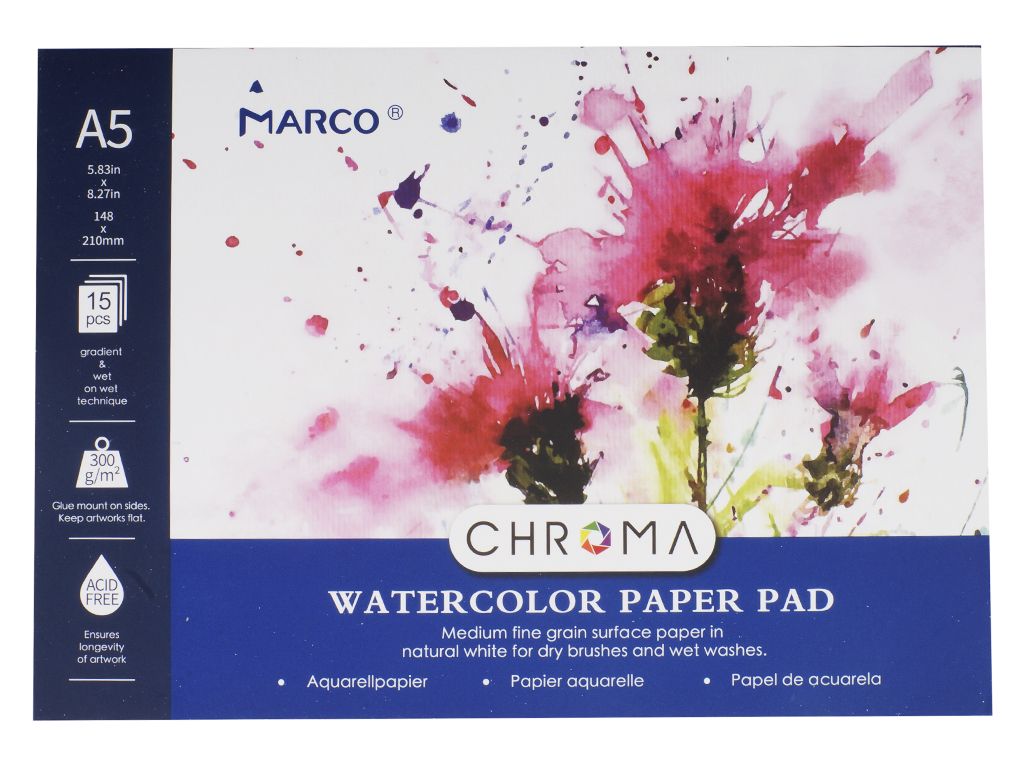 Watercolor album A5/15 sheets. "MARCO" /1071B-15CBP (A5-AQUA) 300g/m2 (80)