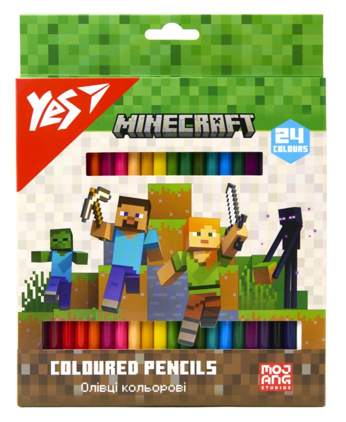 Олівці кольорові "Yes"  24 кол. /290770/ "Minecraft" (1/6/120)