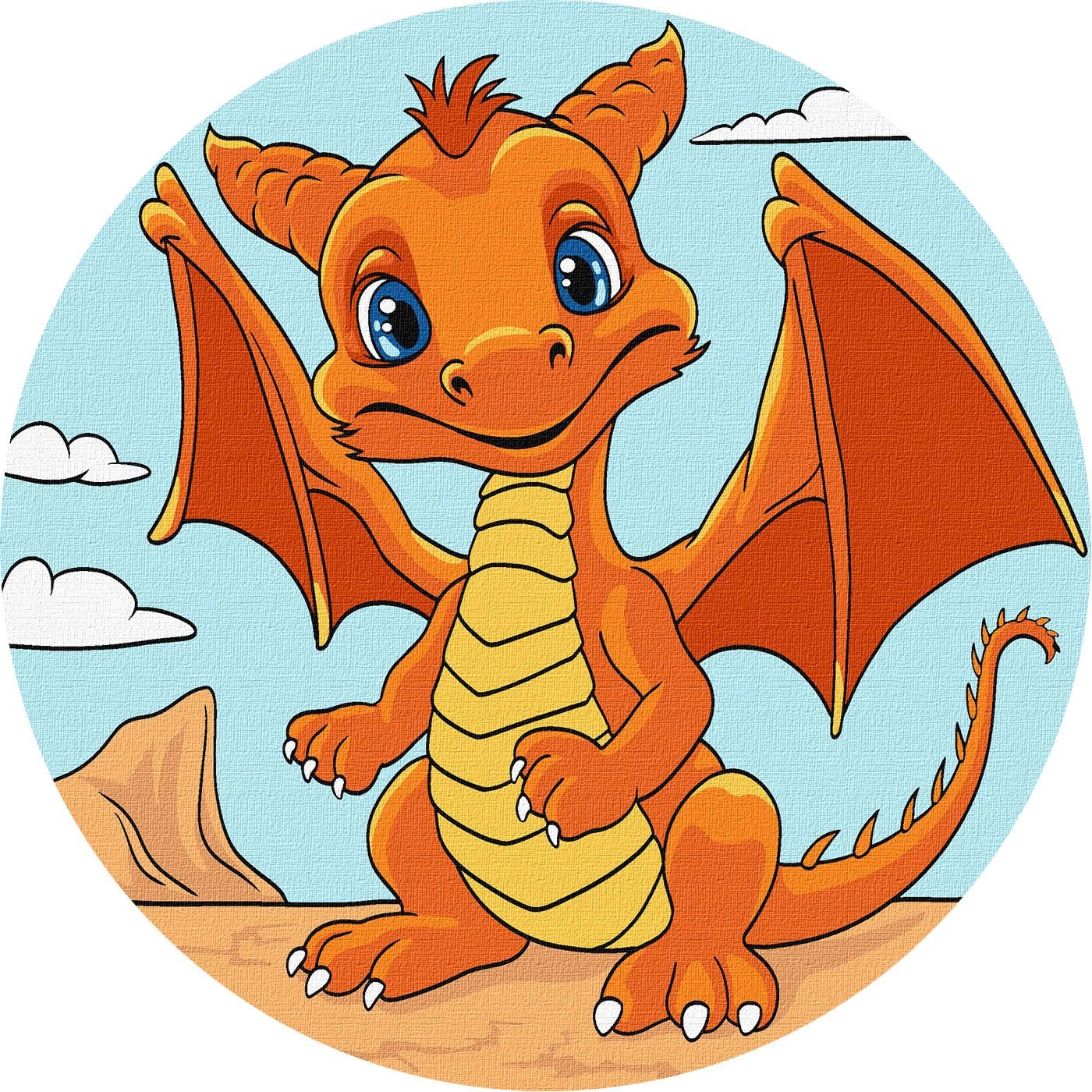 Painting by numbers "Ideyka" /KHO-R1051/ "Little orange dragon" ø19cm